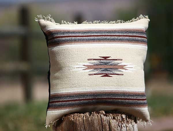 brown pillow with stripes